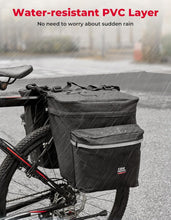 Load image into Gallery viewer, Versatile 34L Bicycle Saddle Bags with Adjustable Straps &amp; Rain Cover - Black
