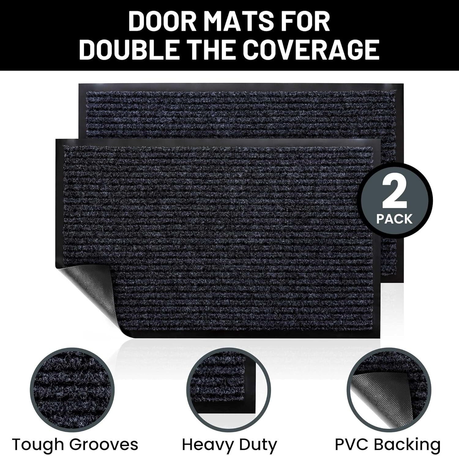 Durable Non-Slip Welcome Mats - Low Profile 36x24 Inches for Indoors & Outdoors