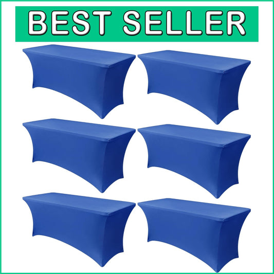6-Pack Royal Blue Stretch Spandex Table Covers for 6-Foot Tables - All Season