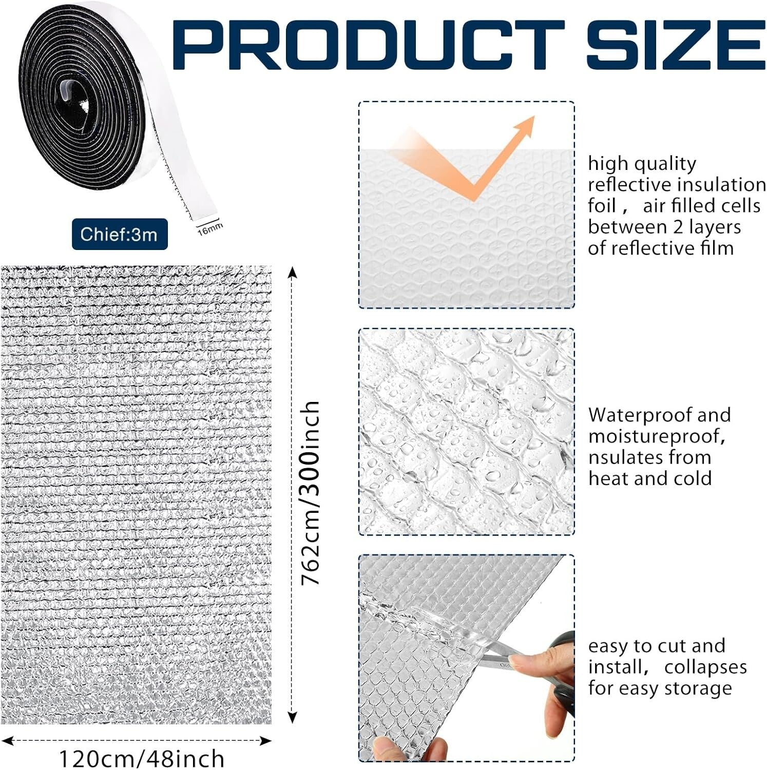 Customizable Blackout Reflective Window Shade for RV - Easy Installation