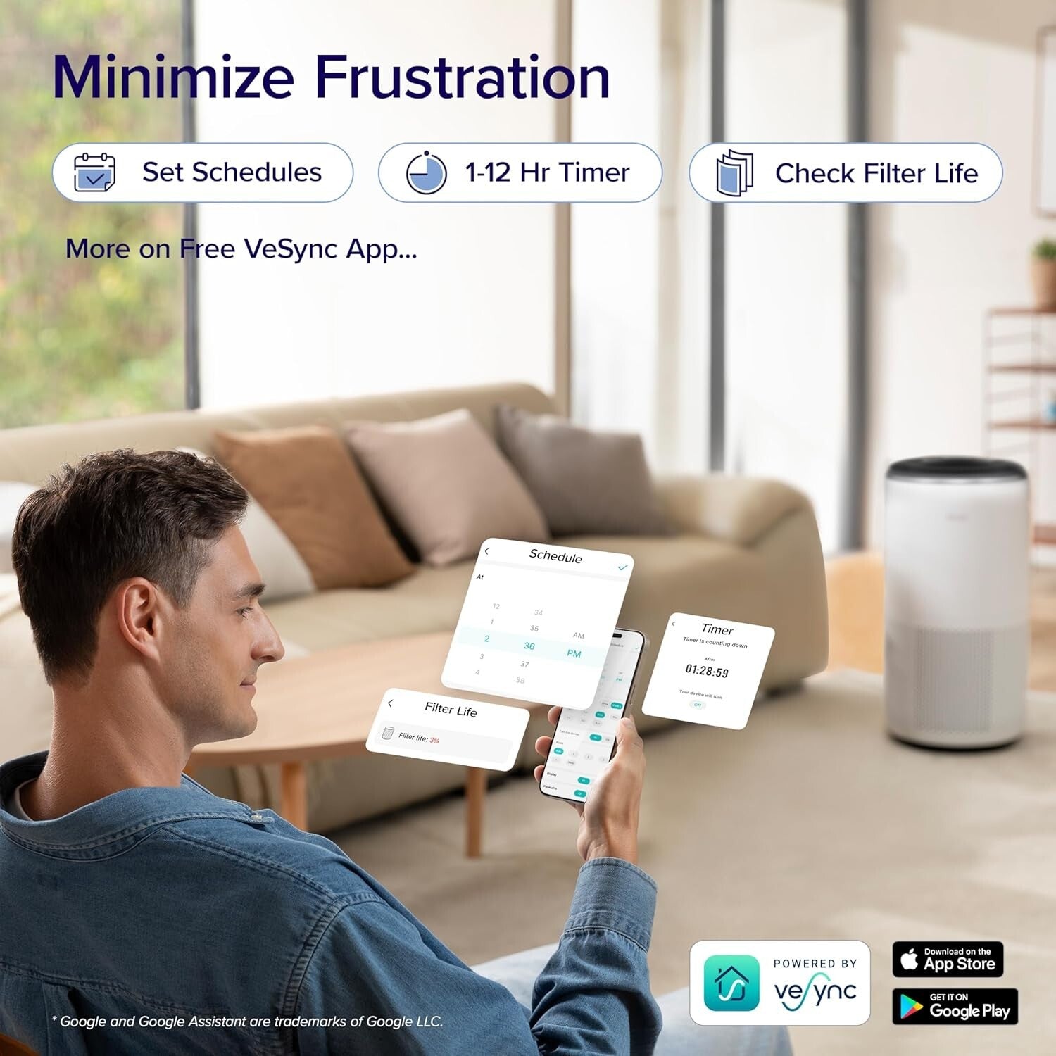 Automatic Air Purifier with Sleep Mode - Smart WiFi & Voice Control Capability