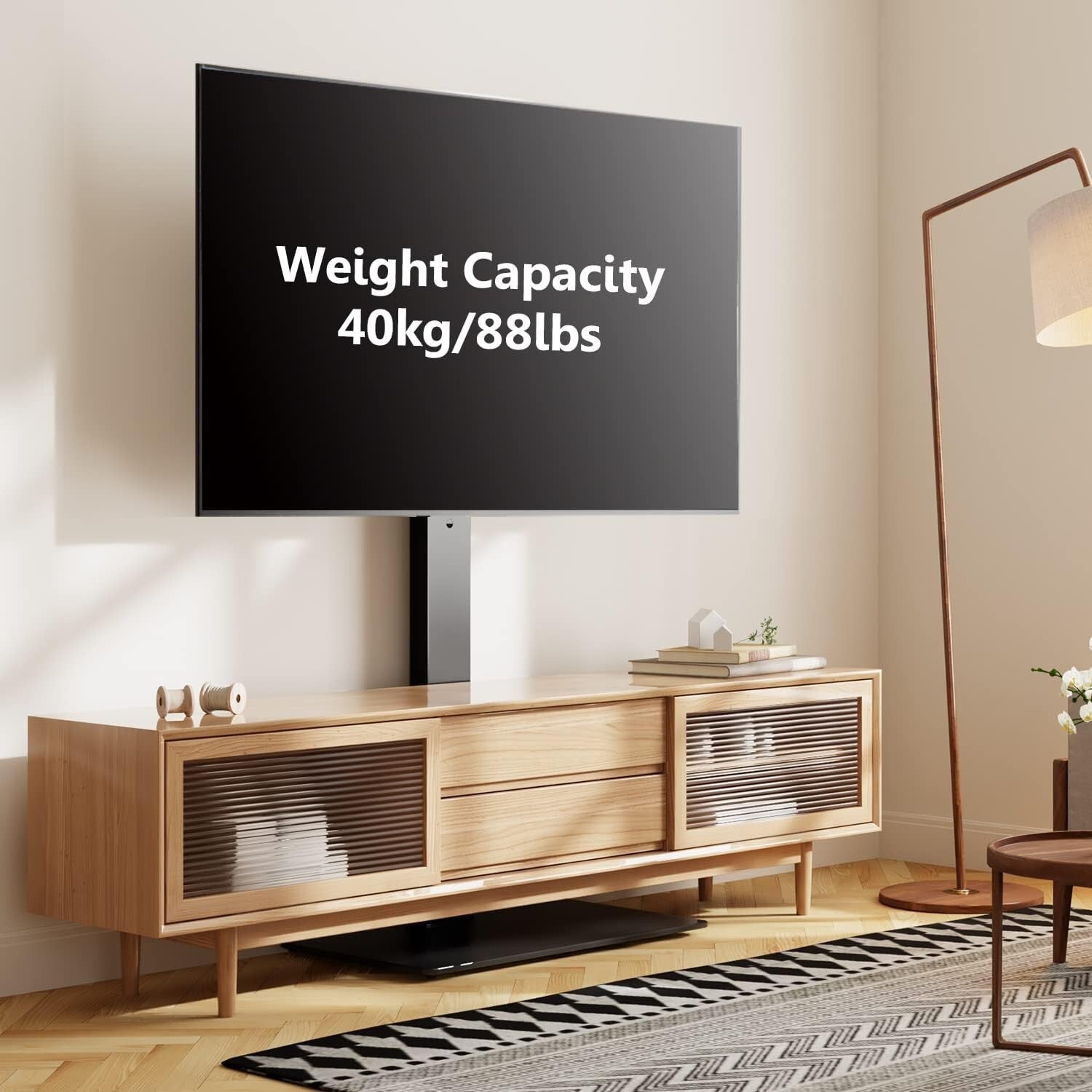 Elegant Swivel TV Stand with Cable Management for 32-75 Inch Flat/Curved Screens