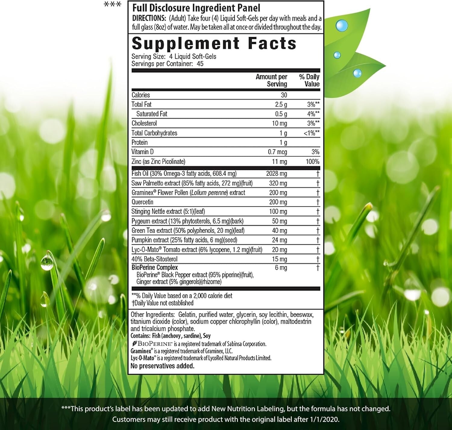 Prosta-Strong Prostate Health Softgels with Saw Palmetto & Lycopene - 180 Count