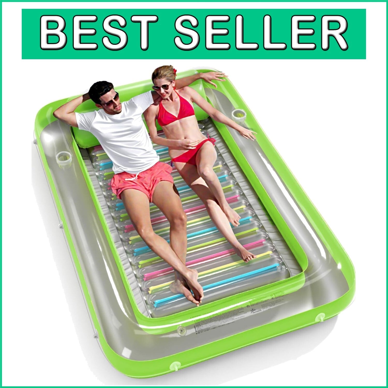 Extra-Large Inflatable Lounger with Pillow & Cup Holders for Pool Relaxation