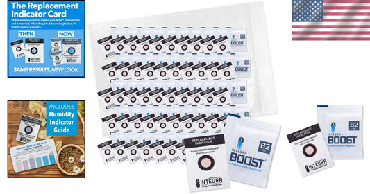Manual 2-Way Humidity Control Packs with Indicator Cards - 62% RH - 50 Count
