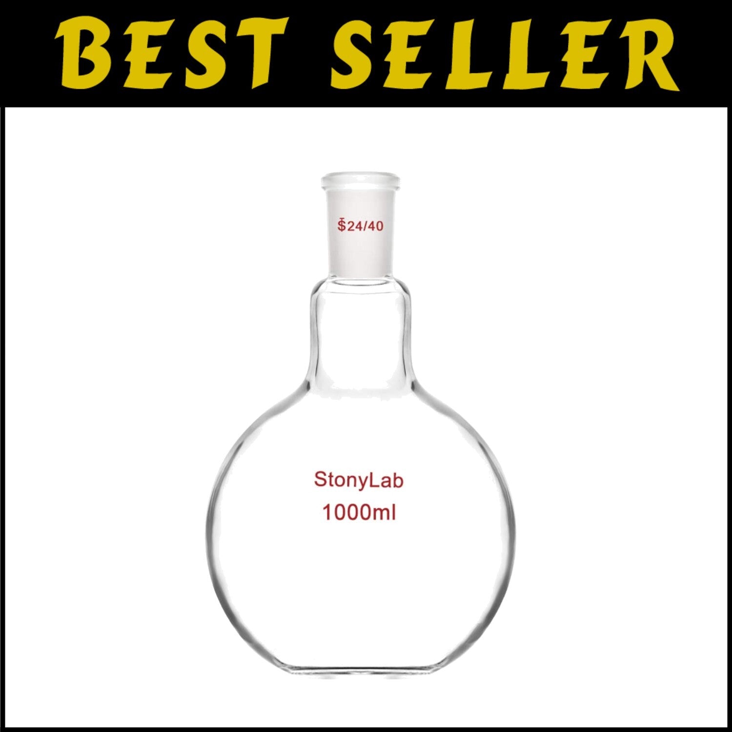 Premium 1000ml Flat Bottom Boiling Flask with Single Neck - Lab Essential