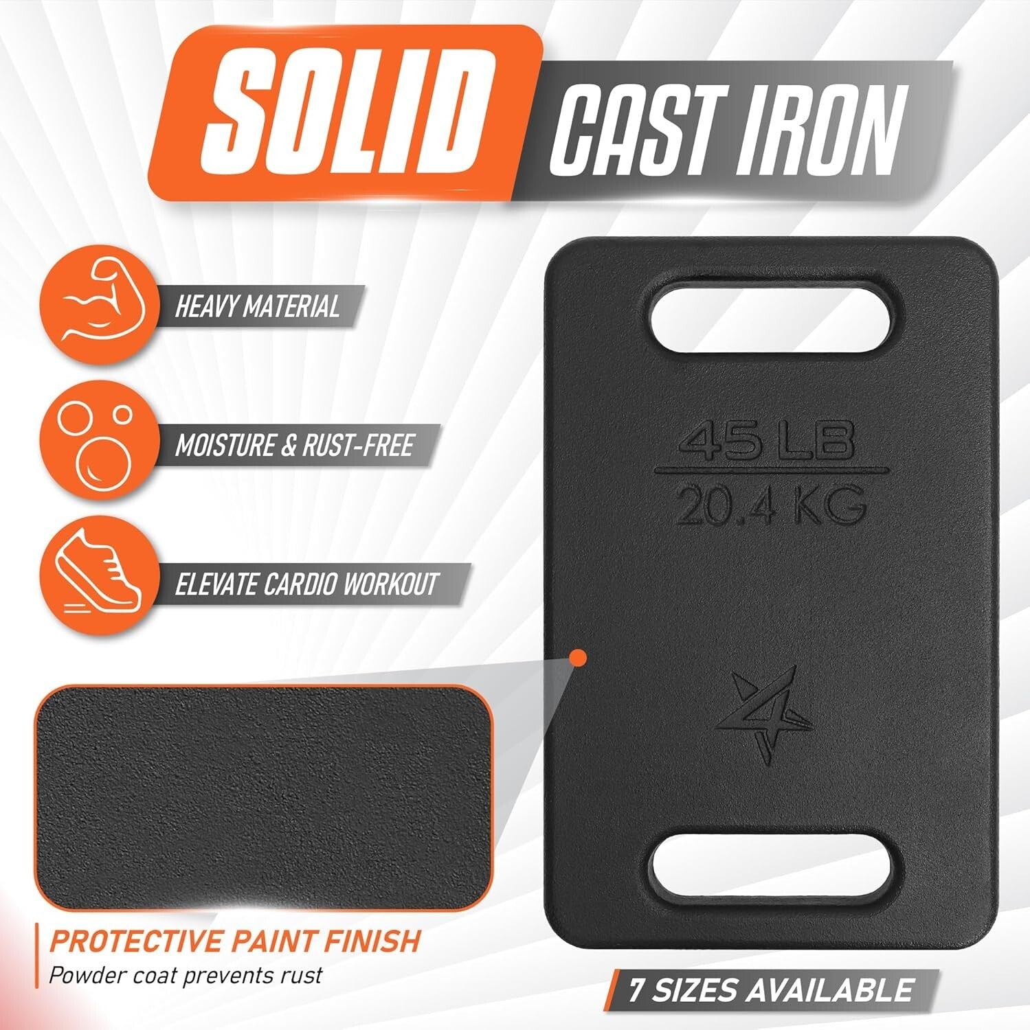 Ergonomic Cast Iron Weight Plate for Enhanced Posture & Strength - 10 to 45LB