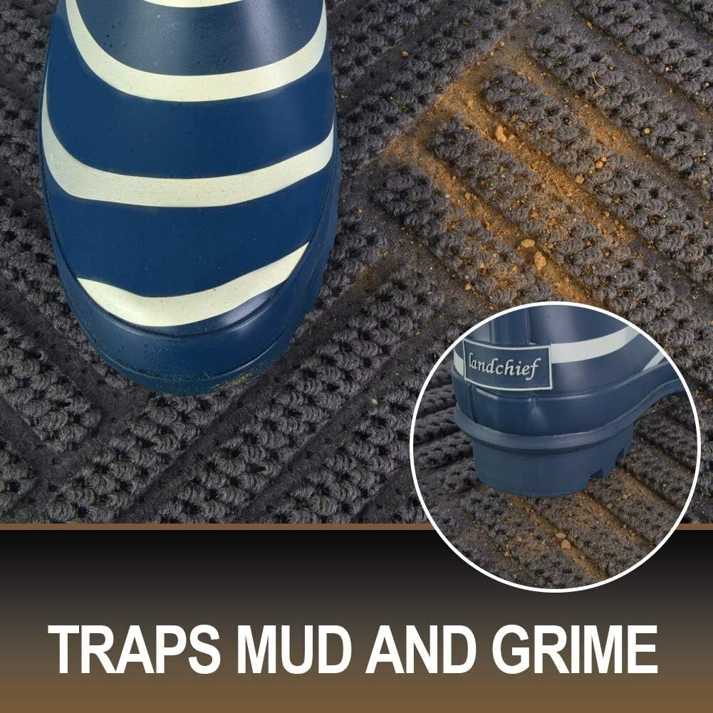 Durable Machine Washable Front Door Mat - Non-Slip Outdoor/Indoor Rug, 35.5"x24"