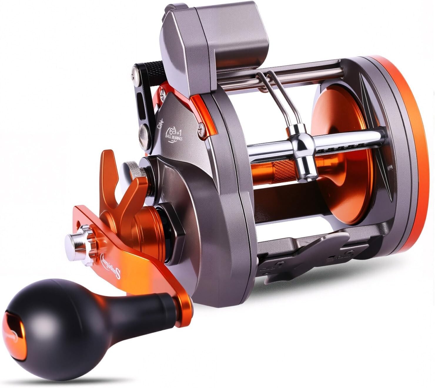 Right Handed Trolling Fishing Reel with Anti-Reverse and Quick Line Retrieval