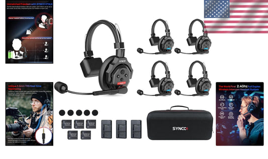 XTALK X5 Full Duplex Intercom Headsets for Filmmaking & Sports – 350M Range
