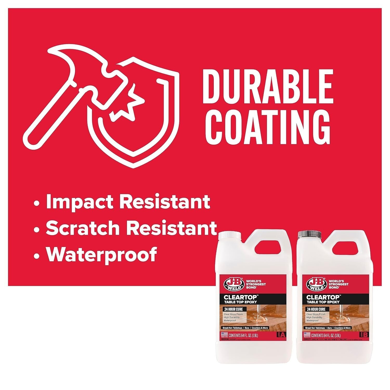 Durable Clear Epoxy Resin 1 Gallon Kit - Scratch & Impact Resistant for Crafts