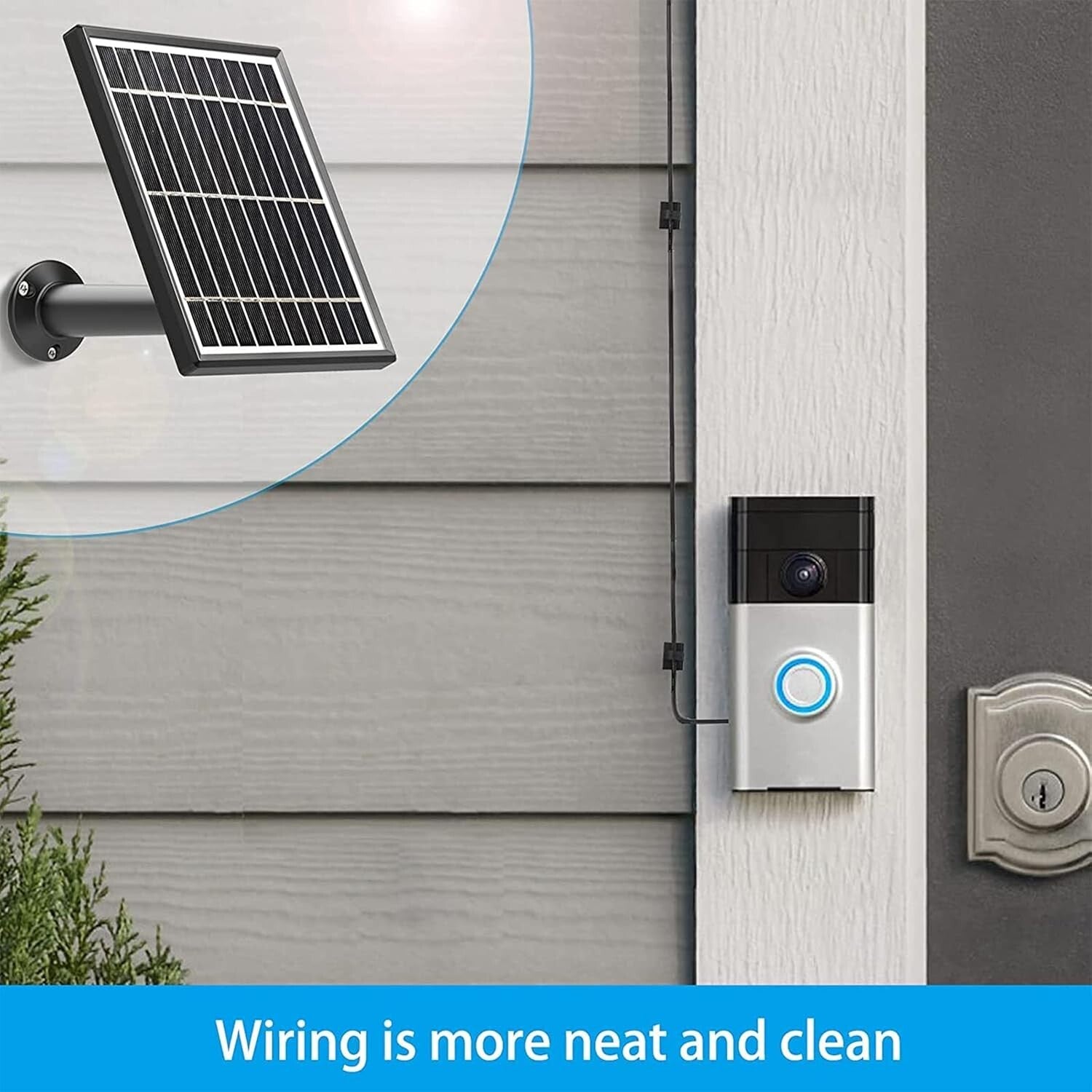 Durable Solar Panel Compatible with Ring Video Doorbell 1 - 16ft Cable Included