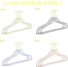 Load image into Gallery viewer, 40 Pack Blue Glitter Hangers with Gold Swivel Hooks - Space Saving &amp; Stylish