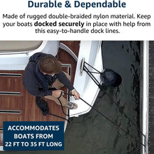 Load image into Gallery viewer, Premium 4 Pack 1/2" x 20' Double Braided Dock Lines for Secure Boat Docking