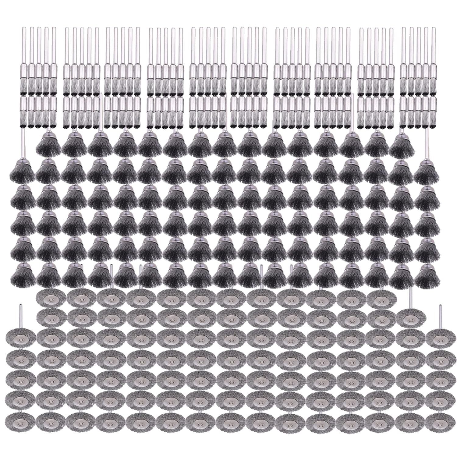 Heavy-Duty 300-Pack Wire Brushes with Sturdy Handles for All Rotary Tools