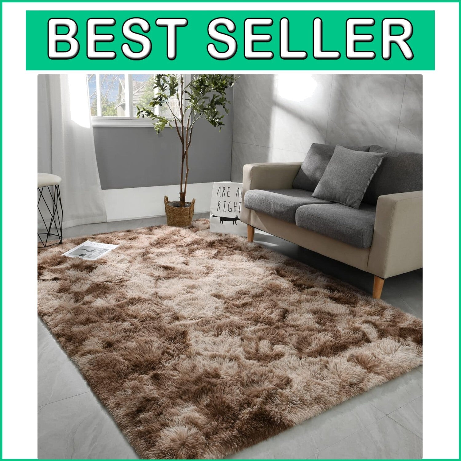 5x7 Tie-Dye Shag Area Rug: Super Soft Fluffy Carpet for Modern Living Rooms