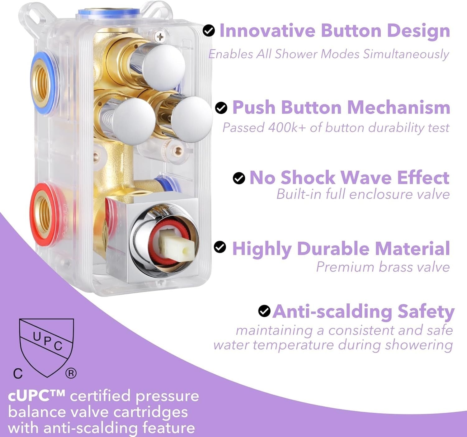 Luxurious Chrome Shower Faucet Set with Push Button Diverter & Dual Shower Heads