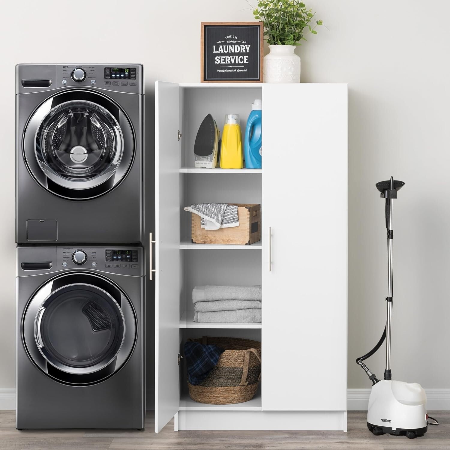 Elite 2-Door Tall Storage Cabinet with Adjustable Shelves for Home Organization