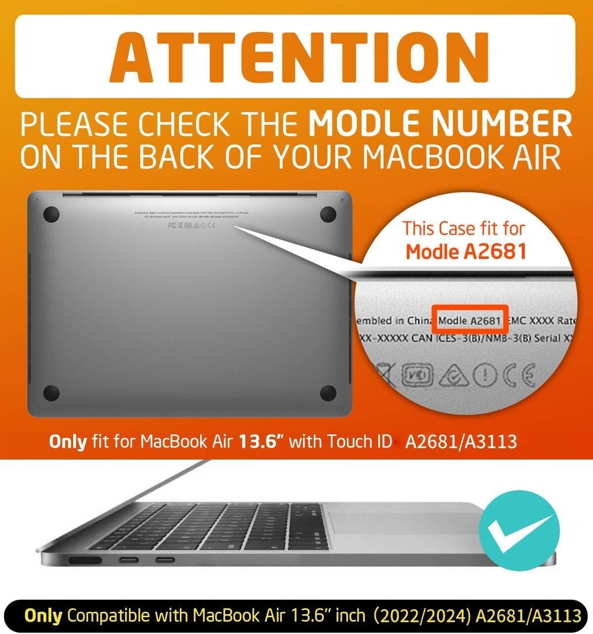 Elegant Hard Shell MacBook Air 13.6" Cover - Fits M4/M3/M2 - Enhanced Protection