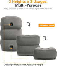 Load image into Gallery viewer, Adjustable Inflatable Foot Rest Pillow for Travel &amp; Office - 2 Pack (Dark Grey)