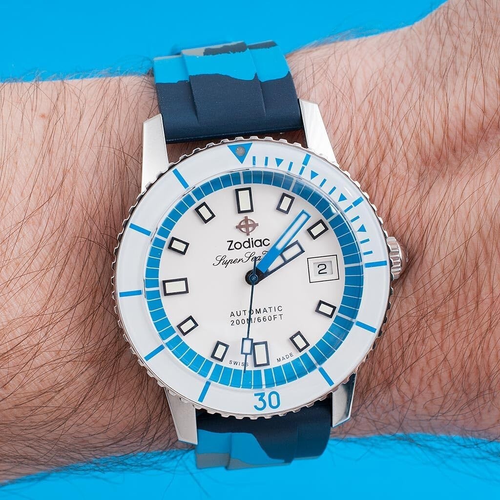 Elegant Quick Release Rubber Watch Strap in Dk Blue, Lt Blue, Gray - Men's Sizes