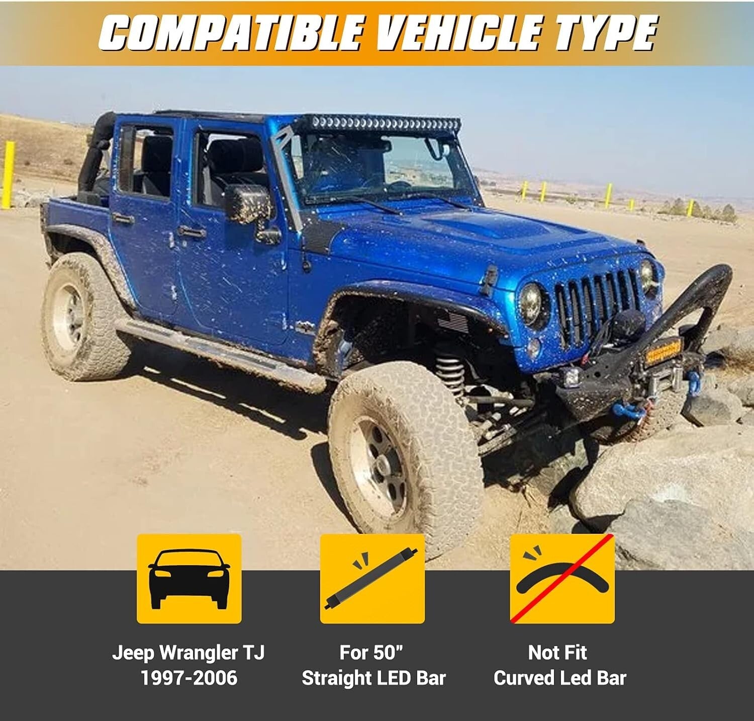 Heavy-Duty Jeep Wrangler TJ/LJ Light Bar Brackets for Secure Lighting Solutions
