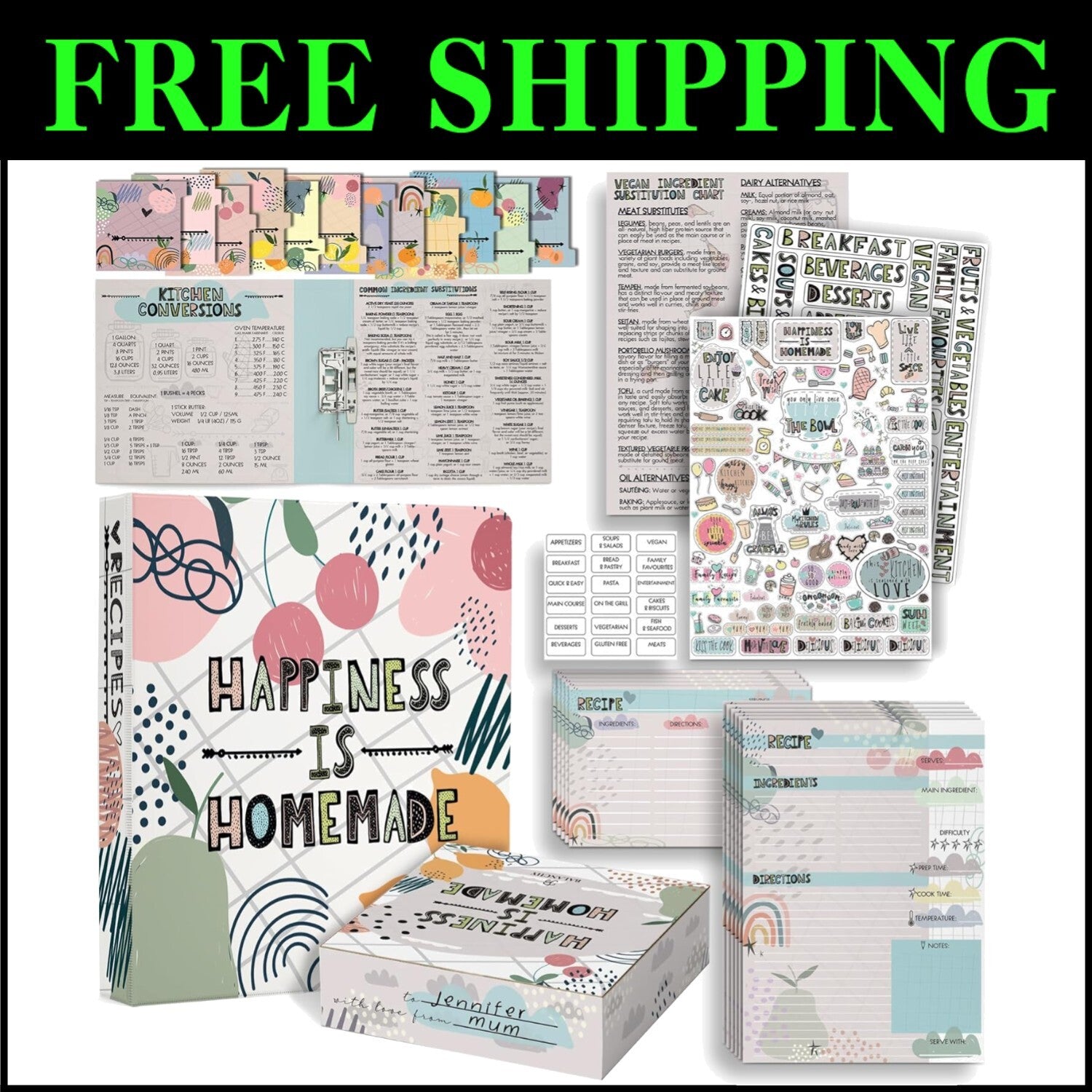 Laminated Recipe Binder Kit with Protective Sleeves – Elegant Kitchen Accessory