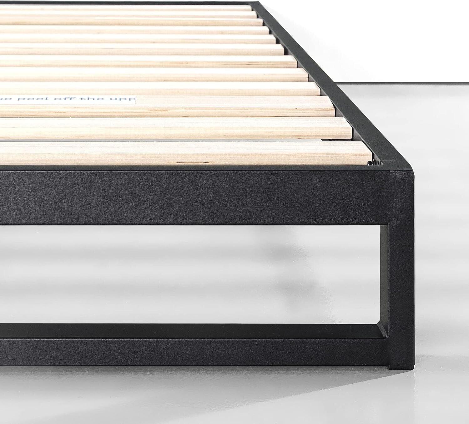 Trisha 7-Inch Queen Metal Platform Bed Frame with Wood Slat Support - Black