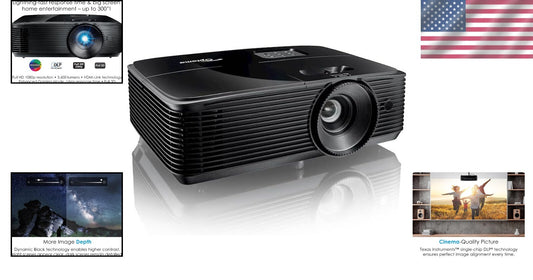 Versatile 3600 Lumens DLP Projector for Gaming & Movies, 1:1 Zoom Functionality
