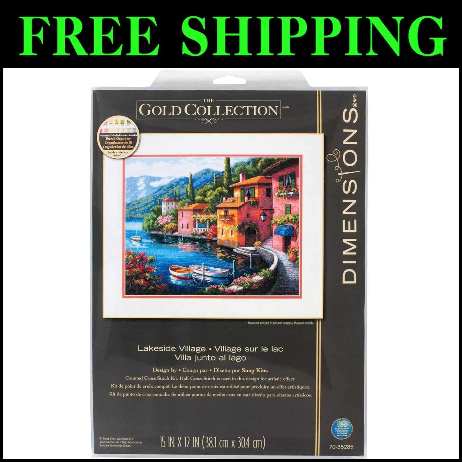 Golden Seaside Summer Village Advanced Counted Cross Stitch Kit - 15'' x 12''