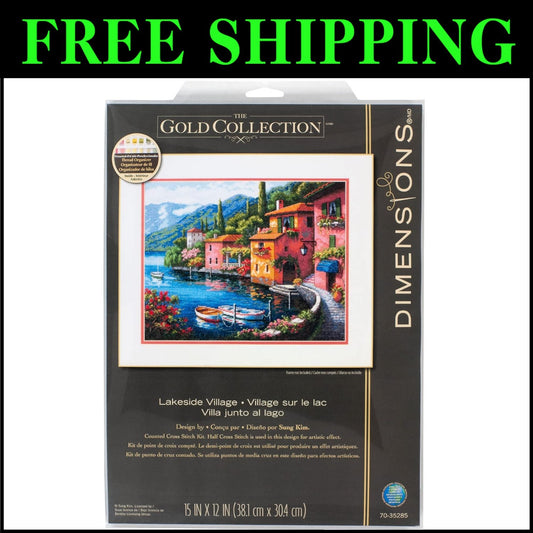 Golden Seaside Summer Village Advanced Counted Cross Stitch Kit - 15'' x 12''