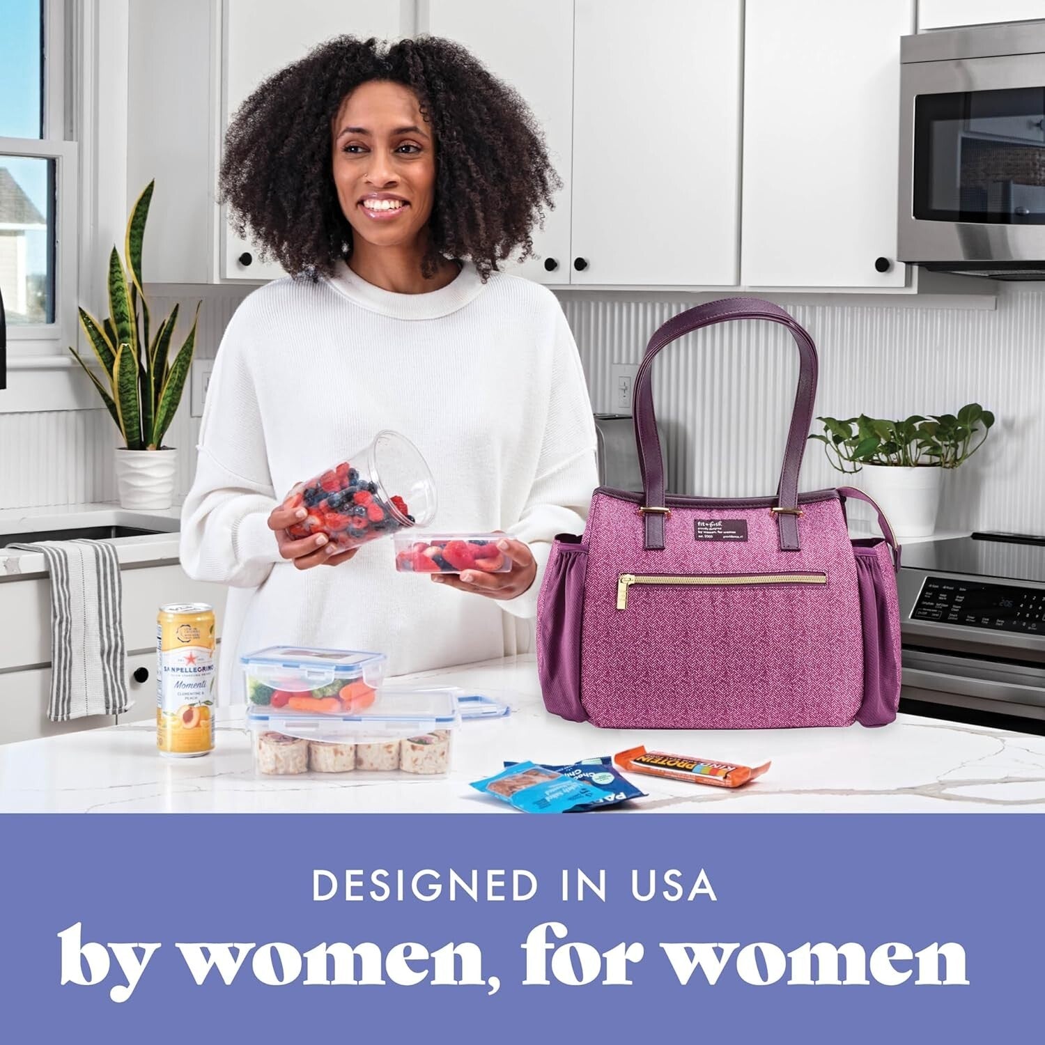 Chic Insulated Women's Lunch Tote - Includes 3 Containers & Zipper Closure