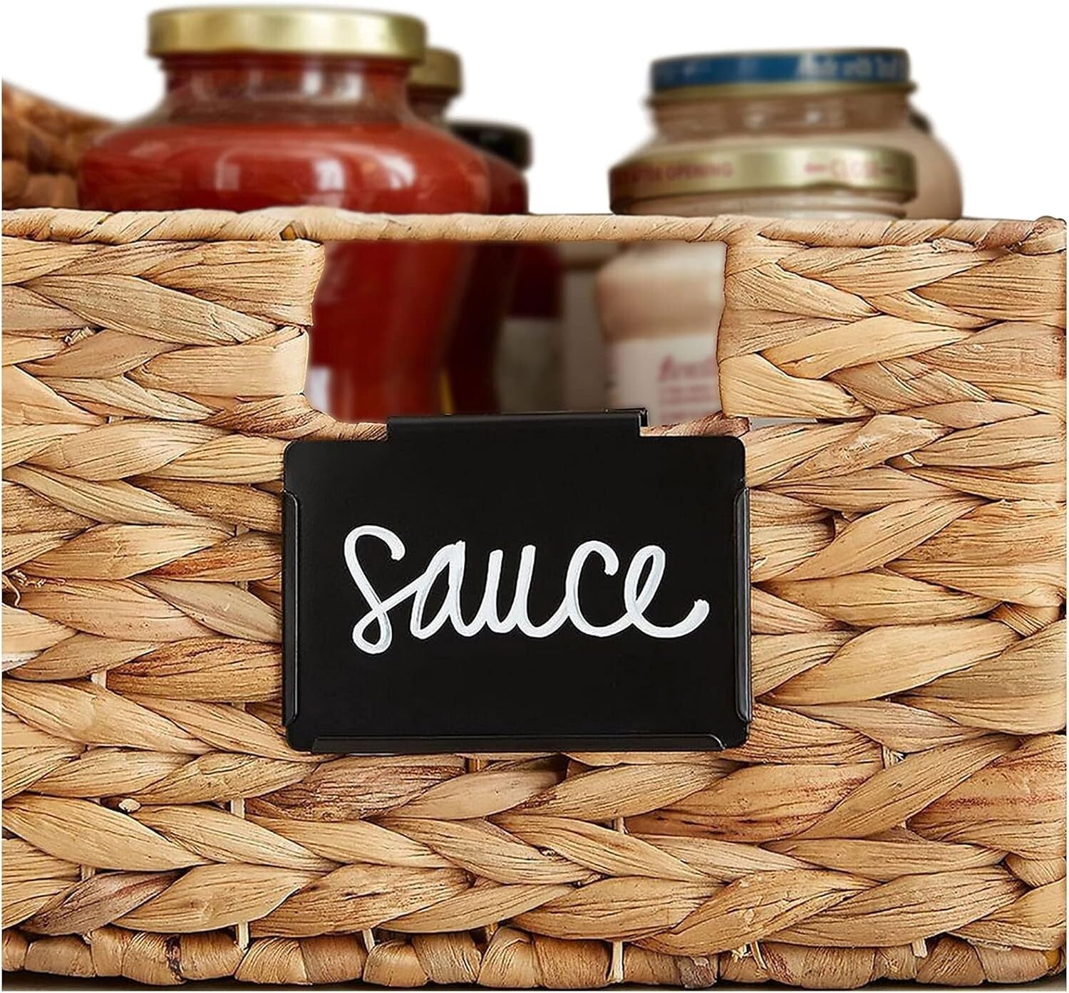 Chic 18 Metal Pantry Baskets with Removable Labels and 4 White Chalk Markers