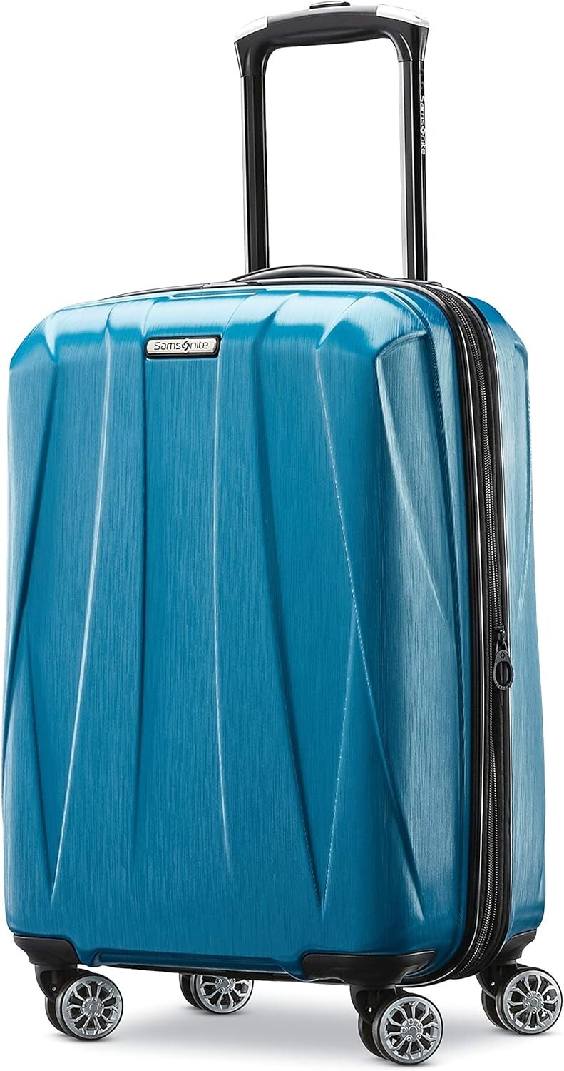 20-Inch Caribbean Blue Hardside Luggage with Charging System and Spinner Wheels