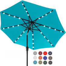 Load image into Gallery viewer, Durable 9FT Turquoise Solar LED Patio Umbrella with 32 Lights - Elegant Shade