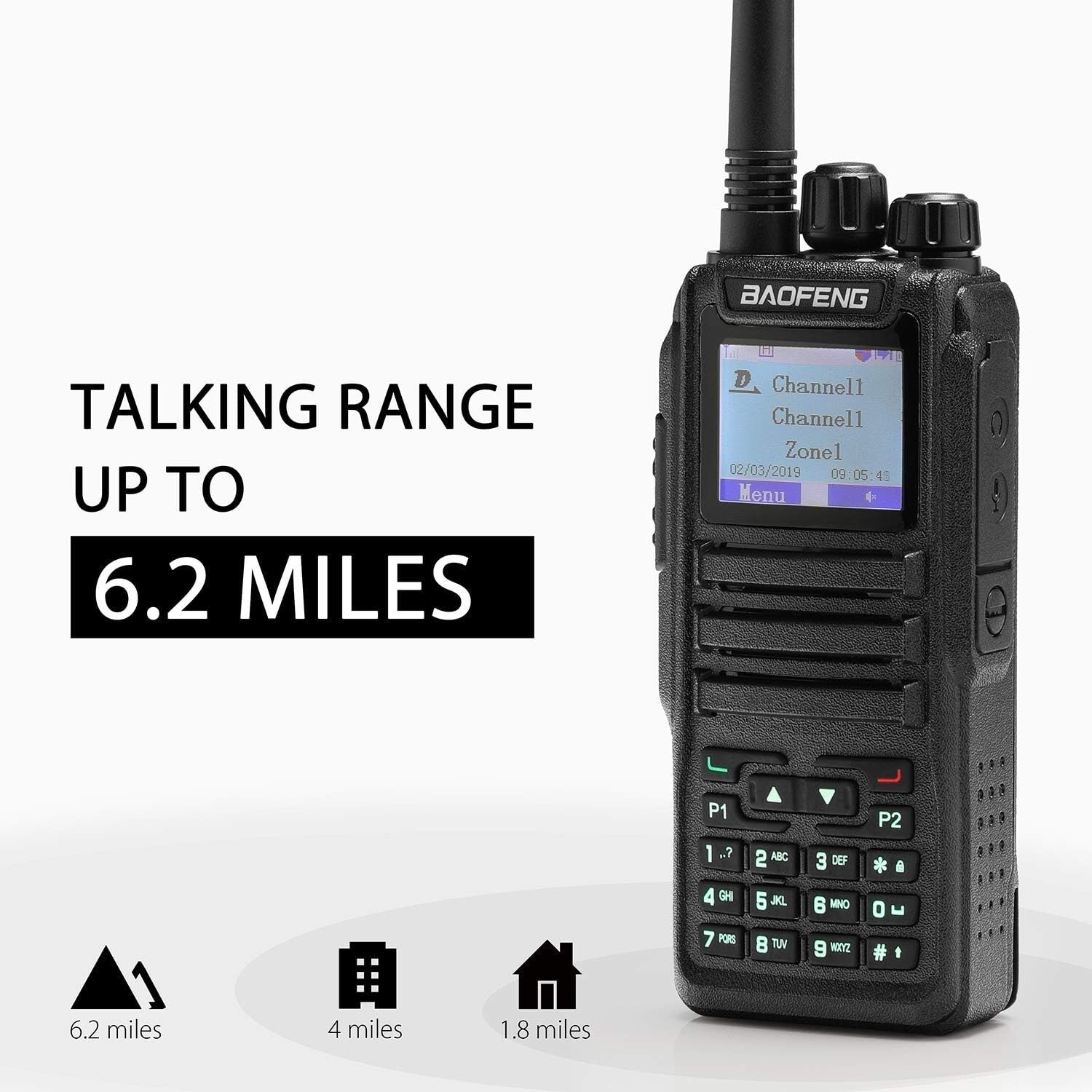 All-In-One DM-1701 Two Way Radio: Analog/Digital, 10 Mile Range & Multi-Function