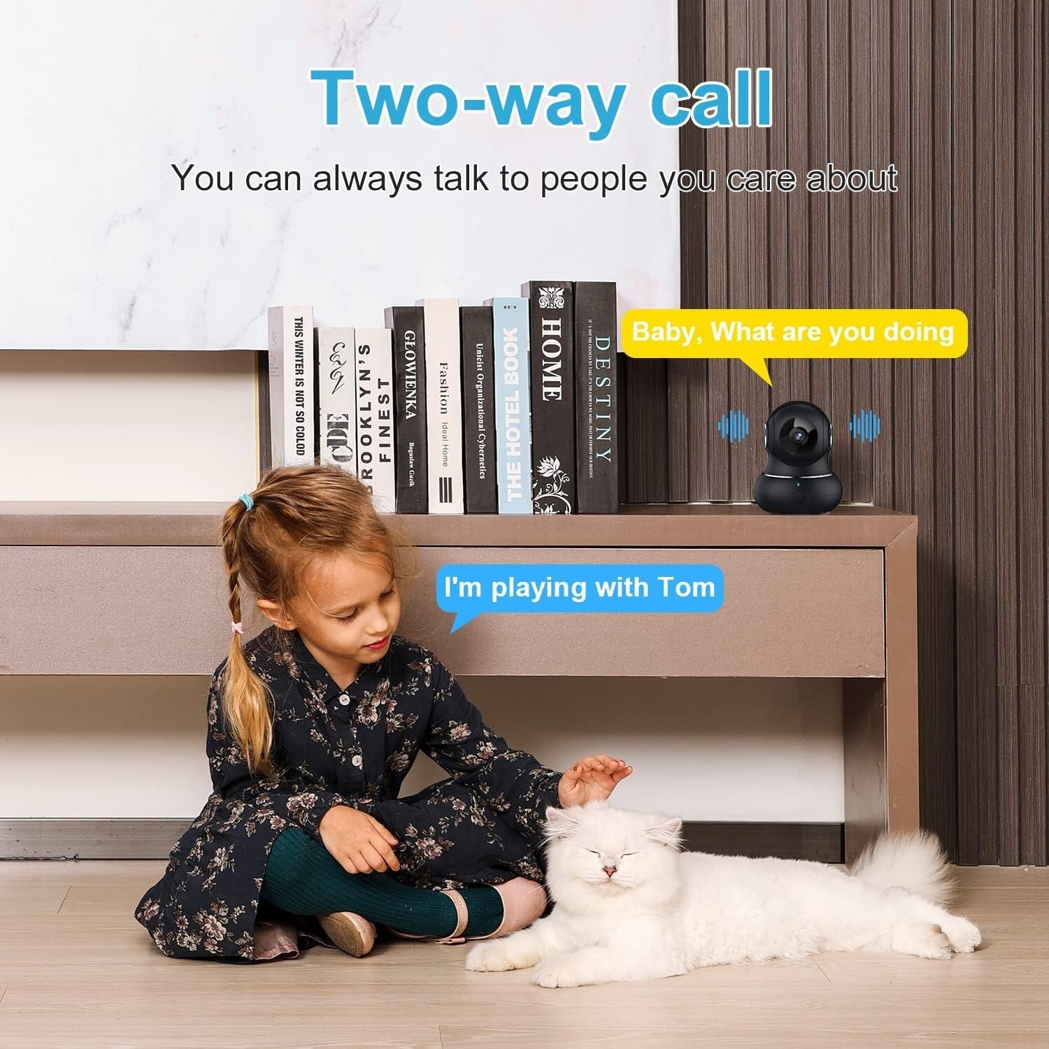 Wi-Fi Enabled 2K Indoor Camera - Pet & Baby Monitor with Night Vision - 2 Pack