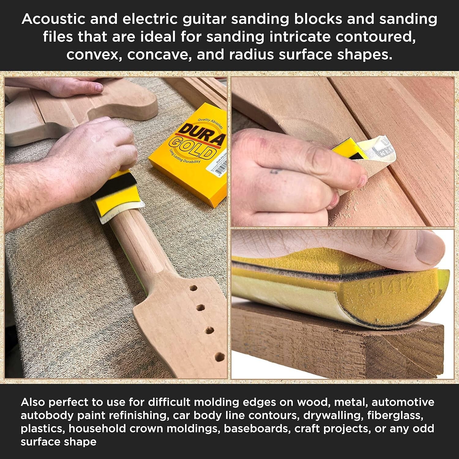 10-Piece Sanding Block Set with 40 Hook & Loop Sandpaper for Woodworking