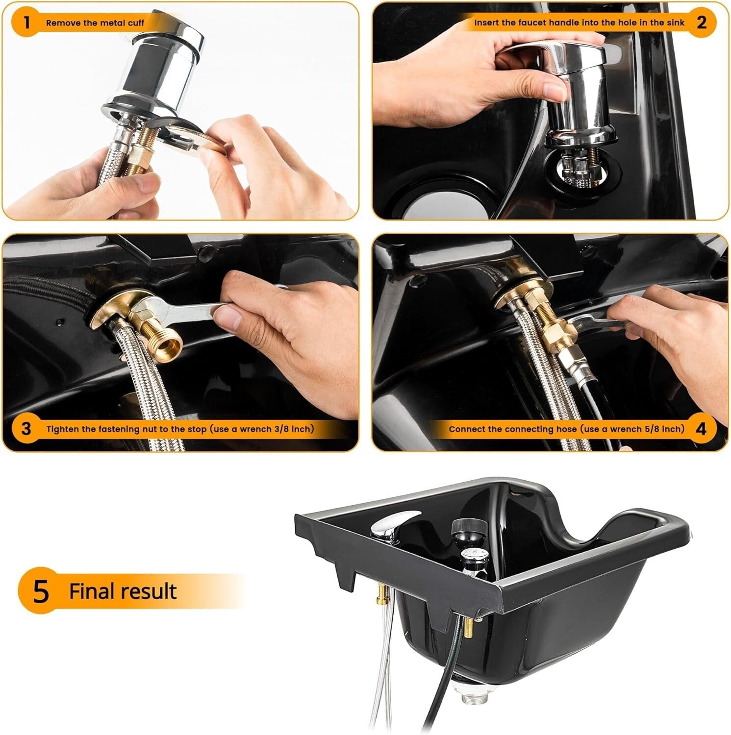 Personalized Salon Shampoo Bowl Faucet with Adjustable Hose & Extra Connectors