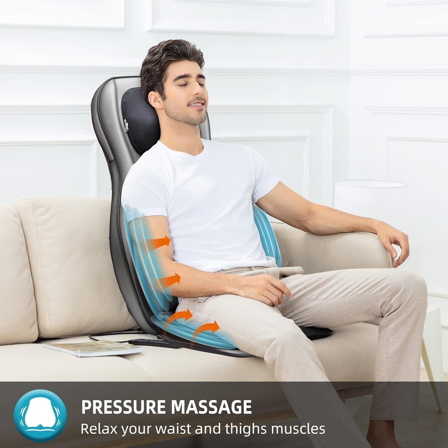 Adjustable Neck Rollers & Compression - Shiatsu Massage Chair Pad for Full Body