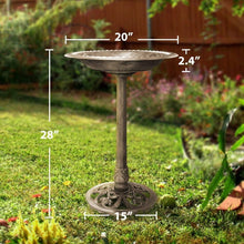 Load image into Gallery viewer, Sturdy 28-Inch Copper Pedestal Bird Bath – Perfect for Attracting Butterflies