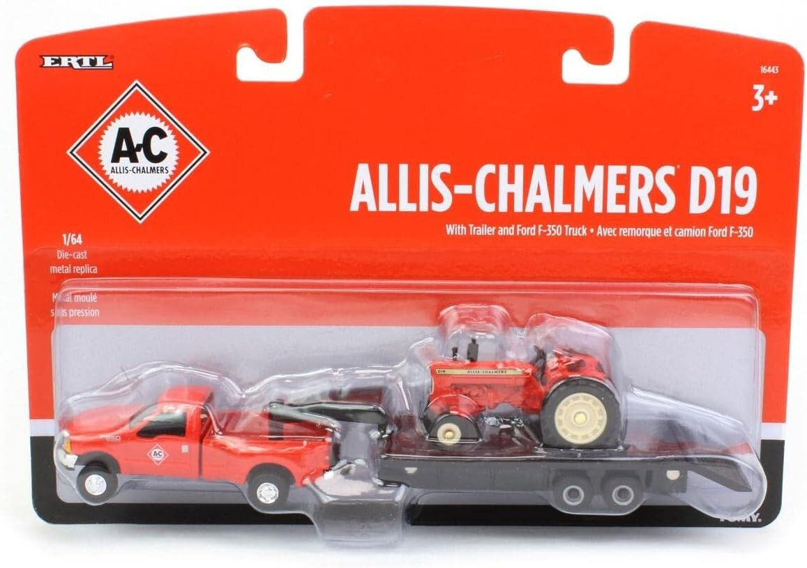 1/64 Scale Allis Chalmers D19 Tractor with Ford F350 & 5th Wheel Trailer Set