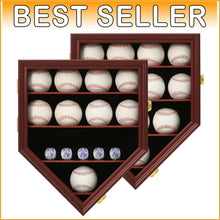 Load image into Gallery viewer, Wall-Mounted Baseball Display Case to Showcase 12 Balls &amp; 5 Championship Rings