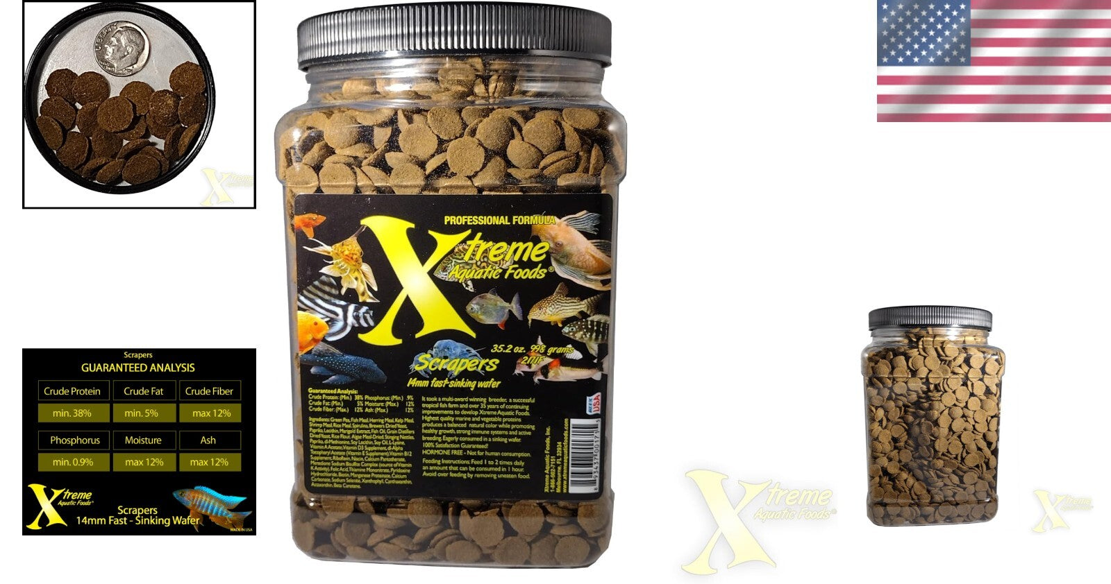 Xtreme Scrapers 14mm Fast-Sinking Fish Food Wafers - 2.5lbs for Bottom Feeders