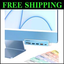 Load image into Gallery viewer, Compact 6-in-1 USB C Hub for iMac - Custom Color Panels &amp; Reliable Connectivity