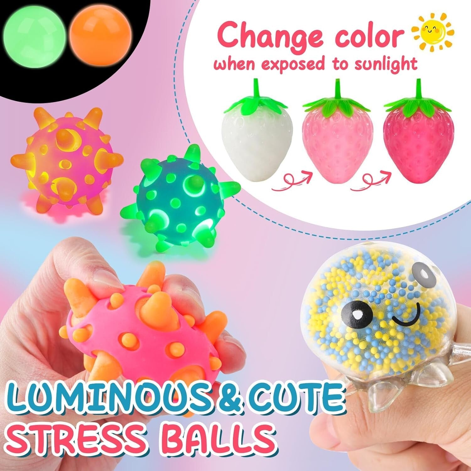 54 Variety Pack Stress Balls - Non-Toxic Stress Relief Fidget Toys for Gifting