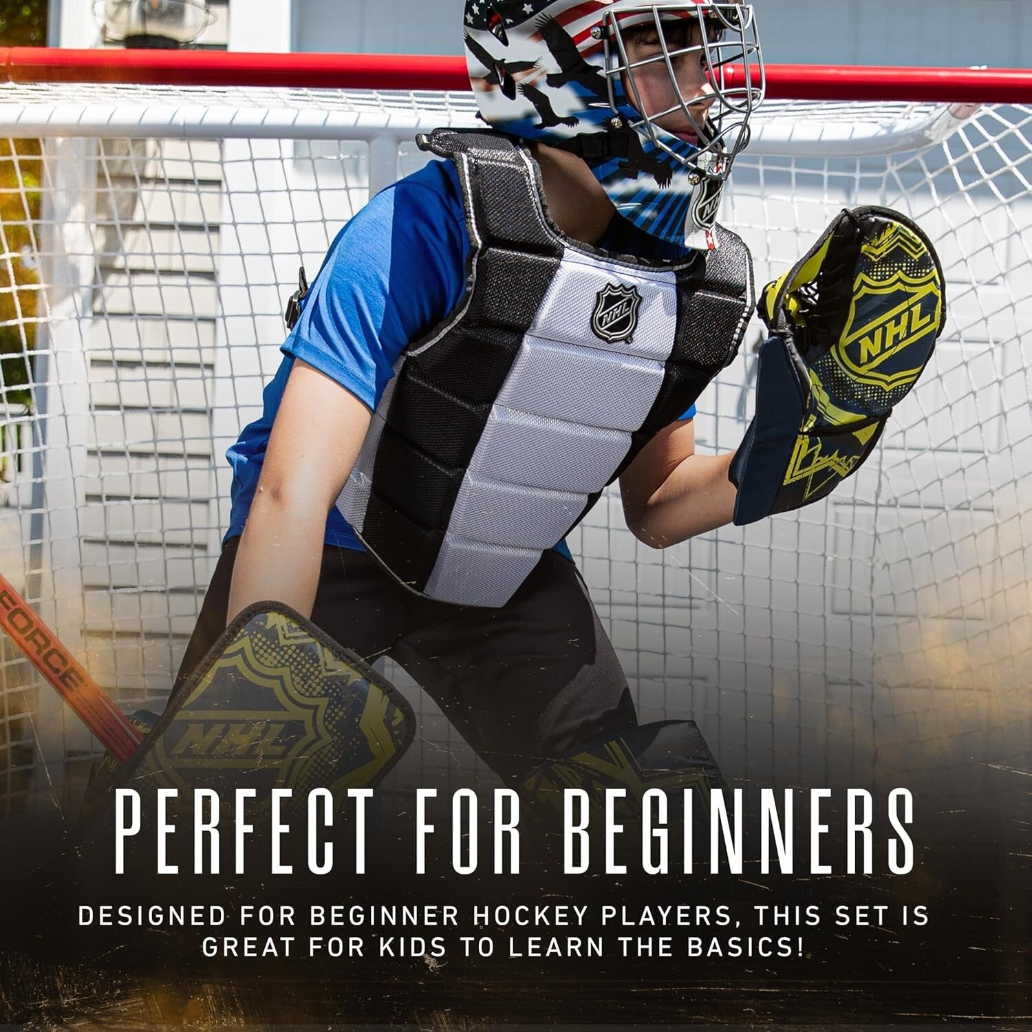 Youth Adjustable Goalie Set with Catch Glove and Pads - NHL Street Hockey