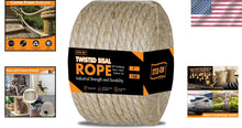 Load image into Gallery viewer, Multipurpose Twisted Sisal Rope 100 ft - Ideal for DIY, Crafts &amp; Cats