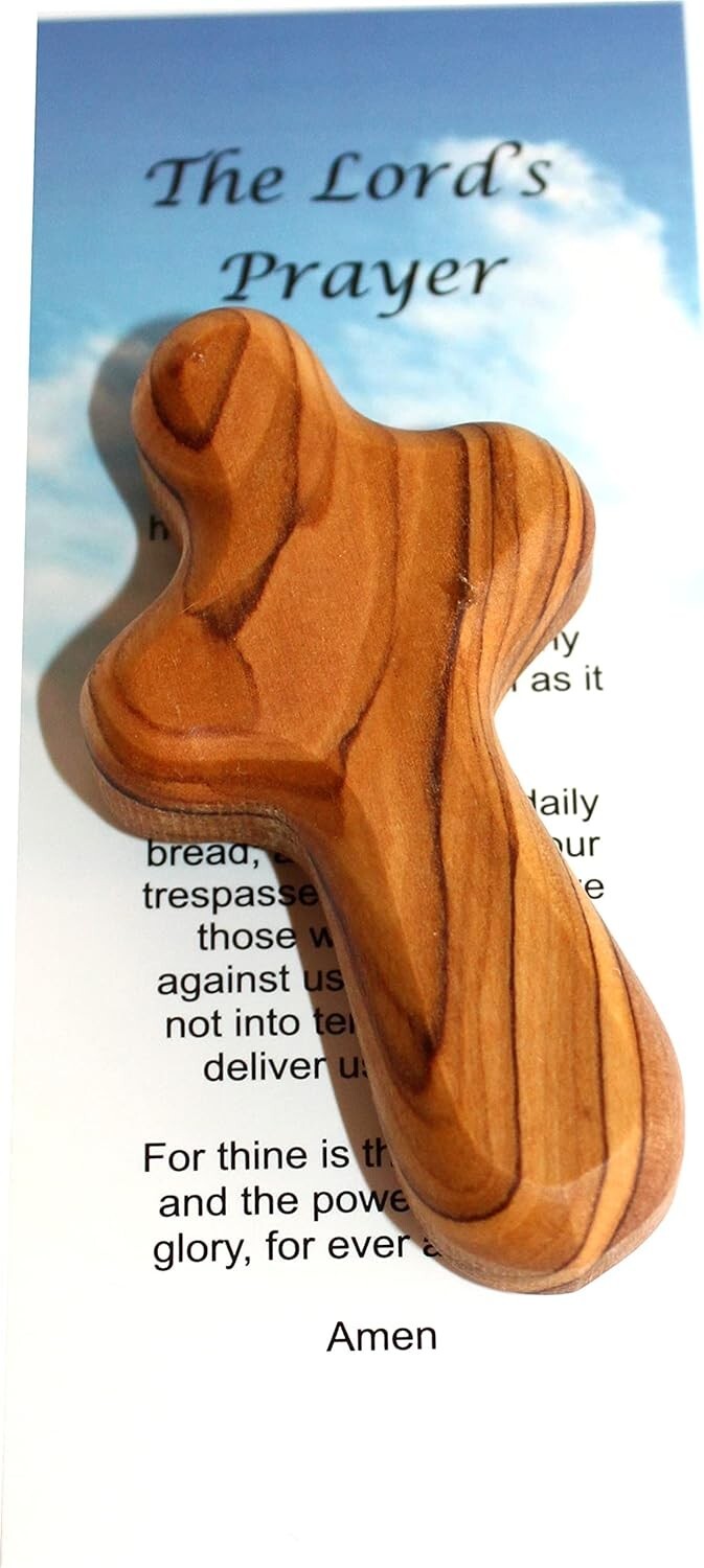 25 Compact Olive Wood Crosses with Authenticity Cards - Handmade in Bethlehem
