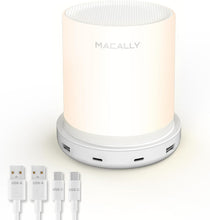 Load image into Gallery viewer, Dimmable USB Bedside Table Lamp with 4 Ports - Stylish and Functional Lighting